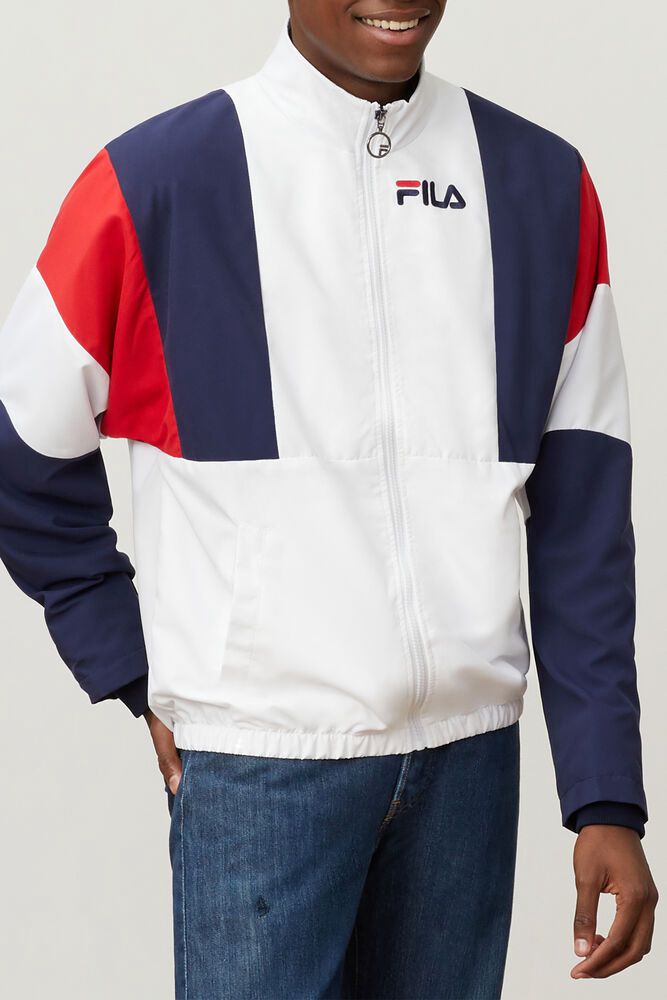 Fila Jacket Mens White/Navy/Red Hambly Wind - Ireland 06579-TJWY